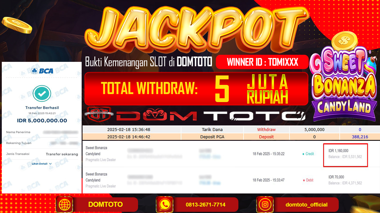 JACKPOT LIVEGAMES SWEET BONANZA CANDYLAND 18 FEBRUARI 2025